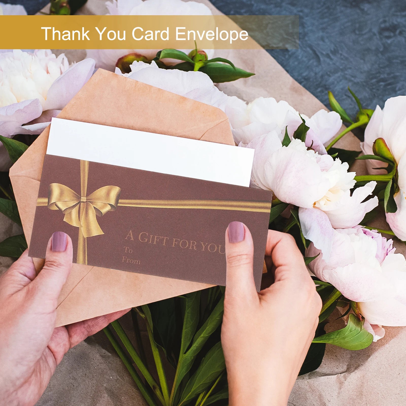 50Pcs Mini Envelopes V Flap Small Business Card Envelopes with Gold Ink Pen for Greeting Cards Wedding Invitations Party Gifts