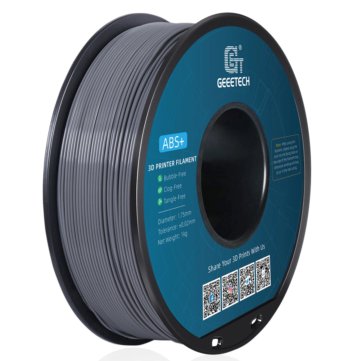 Geeetech ABS+3D Filament 1.75mm 1KG Plastic, 3D Printer Material, Tangle-Free, Non-Toxic, Vacuum Packaging White Black Red Blue