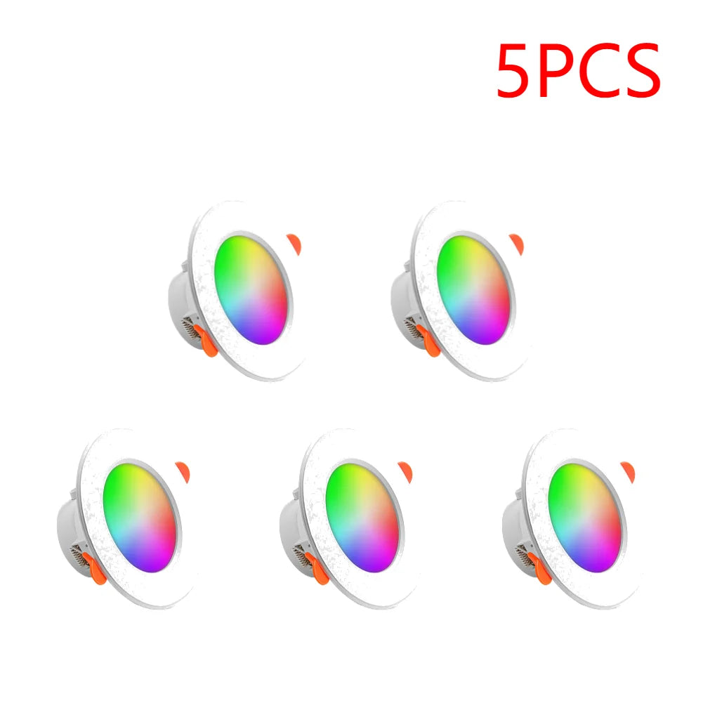1-16PCS 10W Smart LED Downlight Bluetooth Ceiling Lamp RGB CCT Lamp APP Remote Control Color Changing light for Google Alexa Hom
