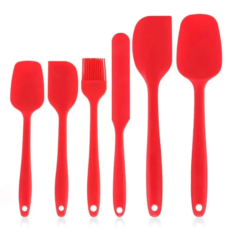 6Pcs Silicone Spatula Set Food Grade Non Stick Heat Resistant Spatulas Turner for Cooking Baking Mixing Baking Tools