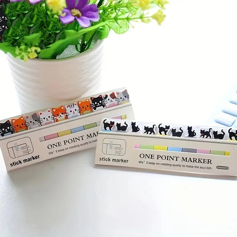 150 Sheets/Pack, Cartoon Cat Theme Sticky Notes Set - Perfect for Bookmarks and Memo Pads, Essential for Office Use