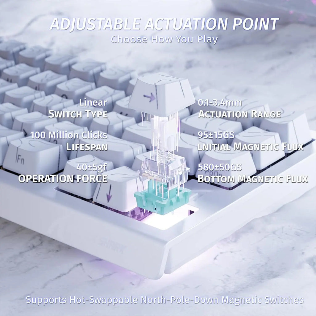 ATTACK SHARK X68 HE Rapid Trigger Mechanical Gaming Keyboard 60% Wired with Adjustable Actuation,Hall Effect Magnetic Switch,8KH
