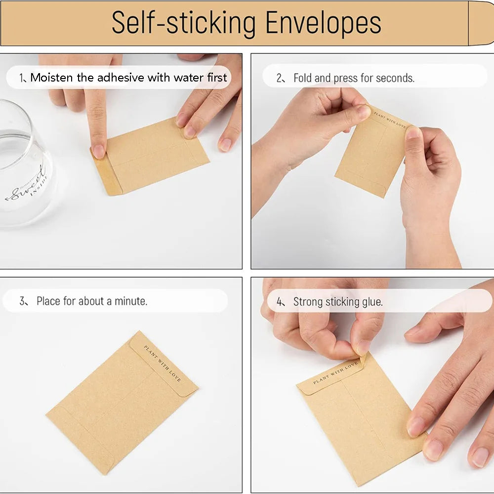 50/100/150 Pcs Seed Envelopes Resealable Seed Packets 3.15 X 4.72 Inch Secure Tiny Seal Saving Envelopes (Brown) For Gardening