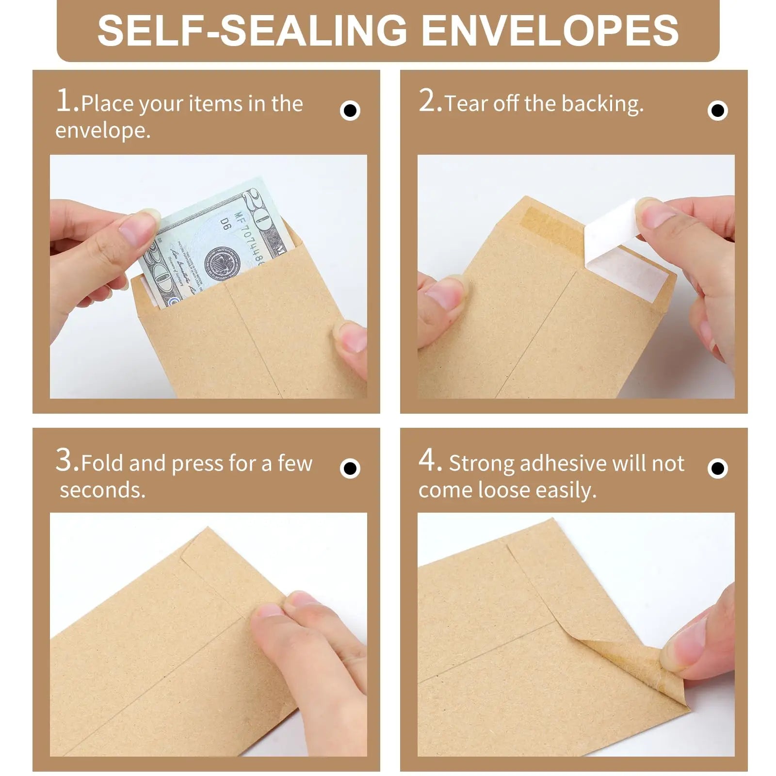 25Pcs Self-Sealing Cash Envelopes 6.5”x3.2”Money Envelope Money Holder Bags Budgeting Saving Challenge Letter for Gifts Tickets