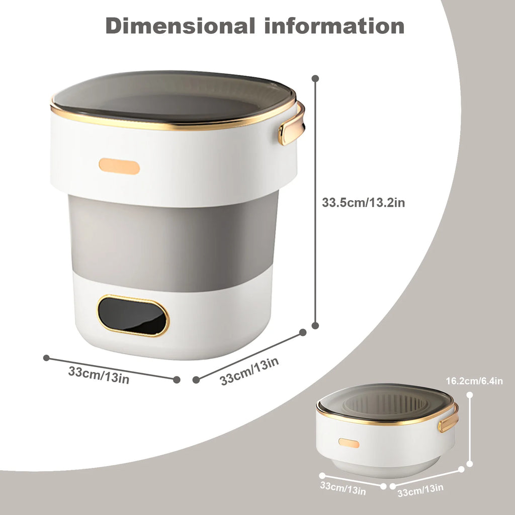 Portable Foldable Mini Washing Machine 13L Capacity Built-in Spin Dryer 3 Cleaning Modes Space-Saving for Underwear Baby Clothes Lightweight Garments Apartment Dorm Travel