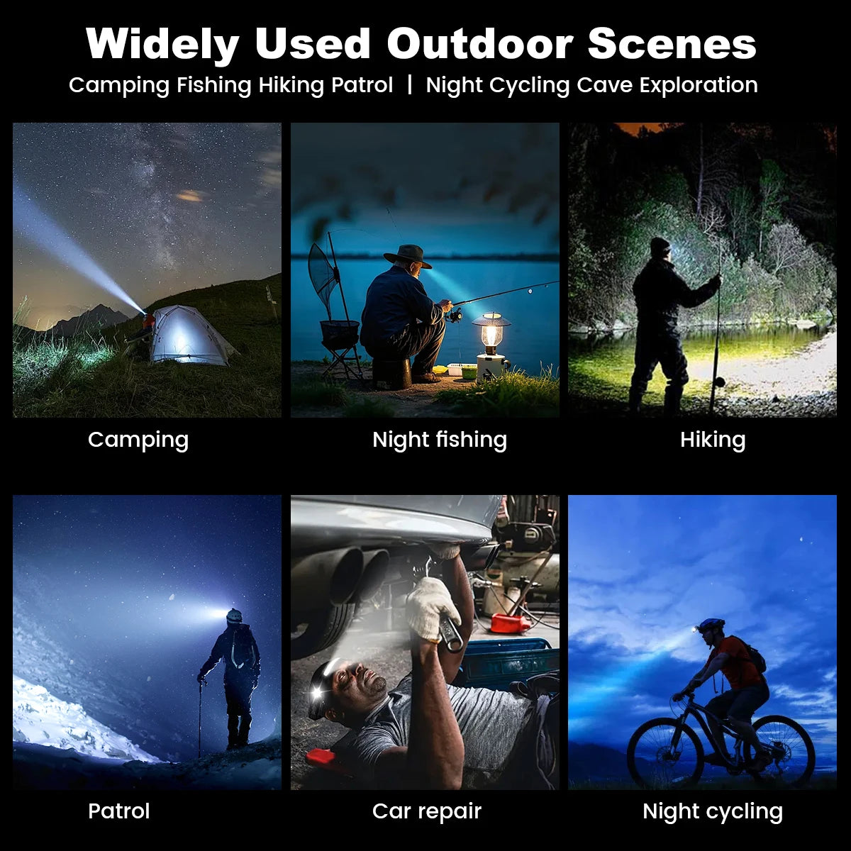 USB-C Rechargeable COB LED Head Torch with Motion Sensor & Zoom, Waterproof Headlamp for Fishing Camping Hunting Workshop, DE & UK Warehouse Fast Shipping