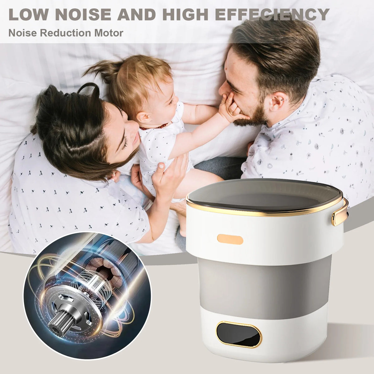 Portable Foldable Mini Washing Machine 13L Capacity Built-in Spin Dryer 3 Cleaning Modes Space-Saving for Underwear Baby Clothes Lightweight Garments Apartment Dorm Travel