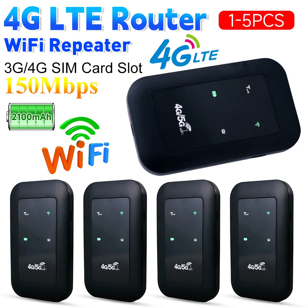 1-5pcs Mobile WiFi Router 2100mAh Battery Supports 10 Connected Devices 4G WiFi Hotspot 300Mbps High Speed Portable for Busin