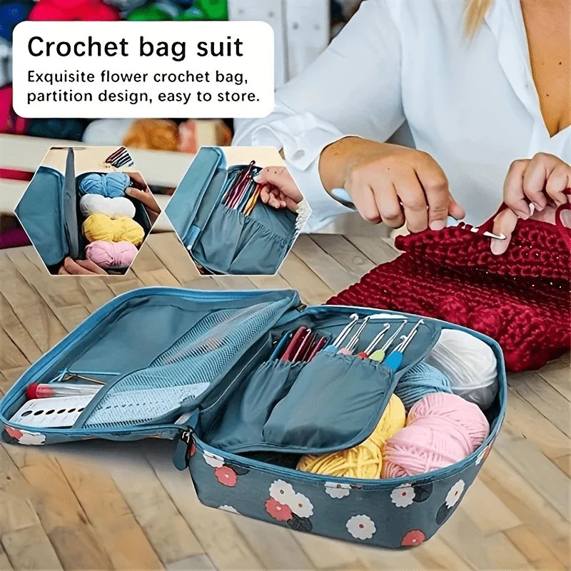 103pcs DIY Crochet Kit - Includes Yarn, Hooks, Knitting Needles, Stitch Markers And Accessories, Beginner's Starter Kit, Multi-Purpose Home Crafting Tools with Portable Storage Bag