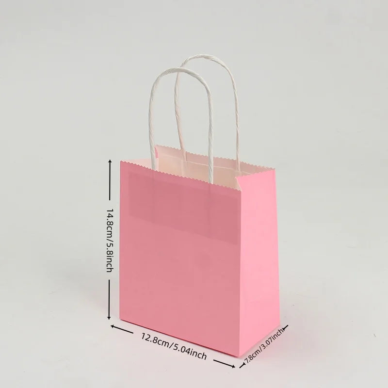 Macaron Soft Pastel Kraft Paper Bags with Handles - Bulk Multipurpose for Gift, Shopping & Party