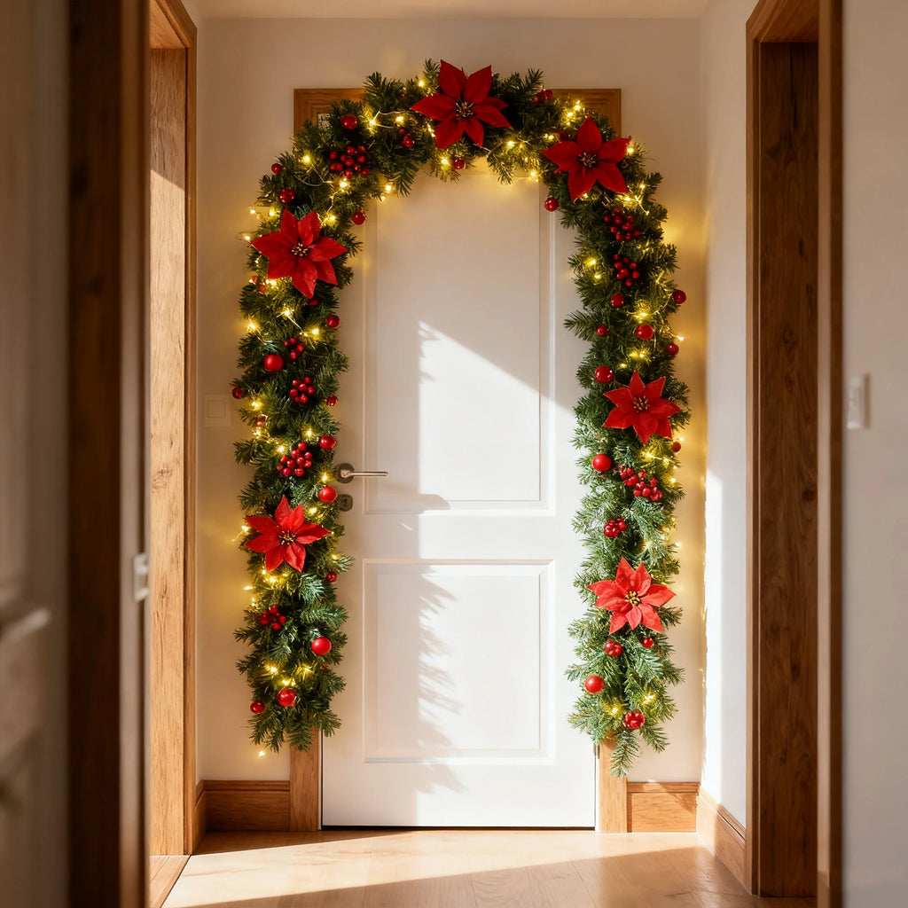 2.7M Christmas LED Rattan Garland Decorative For Staircase Fireplace Christmas Decoration Xmas Tree Rattan Banner Home Pendant