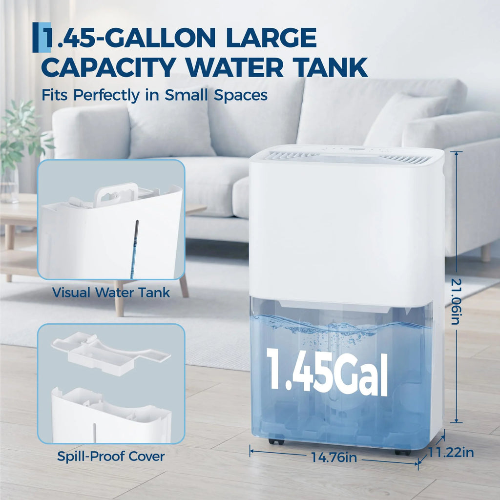 22 Pint High-Capacity Dehumidifier For Large Rooms Up To 30000 Sq Ft, Portable With Digital Control, Quiet Auto Shut-Off