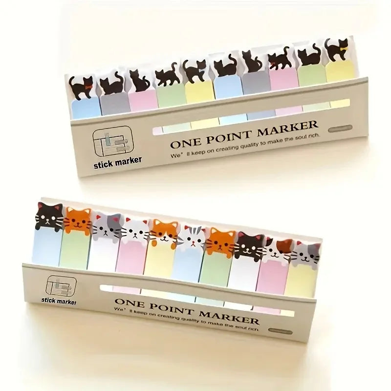 150 Sheets/Pack, Cartoon Cat Theme Sticky Notes Set - Perfect for Bookmarks and Memo Pads, Essential for Office Use