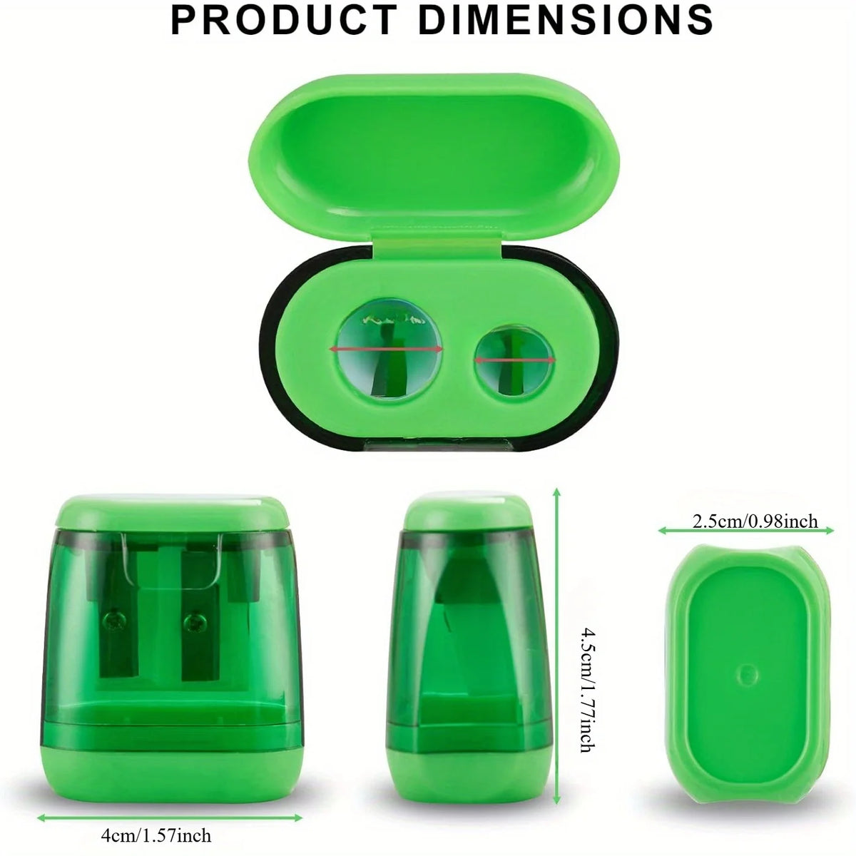 12Pcs Dual Hole Pencil Sharpeners with Lid Container, Portable Manual Pencil Sharpener for Regular & Colored Pencils, Assorted Colors