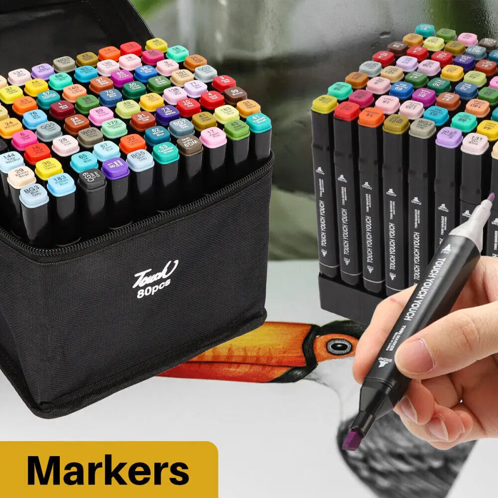 80 Colours Acrylic Marker Set Permanent Dual‑Tip Paint Markers DIY Graffiti Sketching Art Craft Supplies