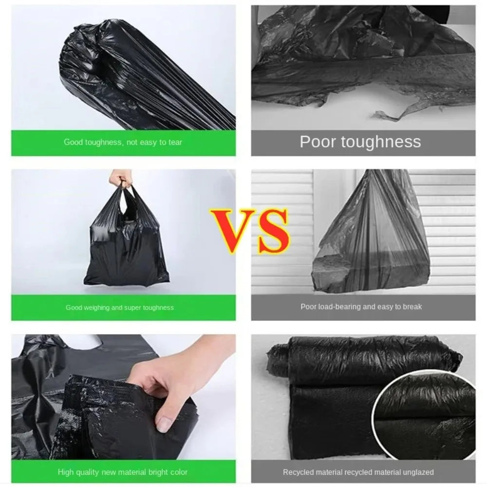 100PCS Black Thickened Plastic Vest Bags - Supermarket Shopping Bags for Takeaway Kitchen Garbage Storage Packing Storage Bag