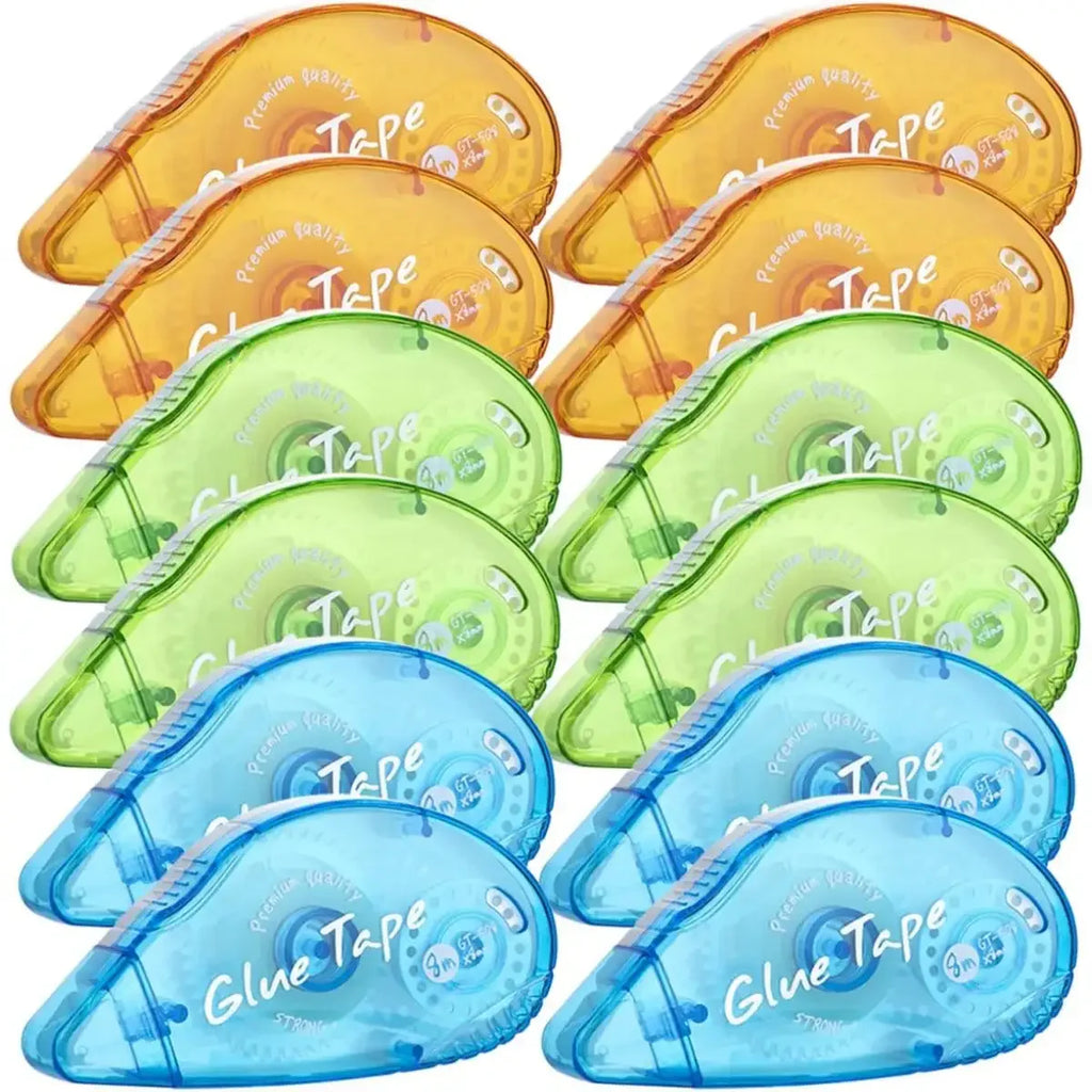 12 Pack Double Sided Tape Roller - Permanent Adhesive Scrapbooking Tape Dispenser for Crafts, Arts Projects