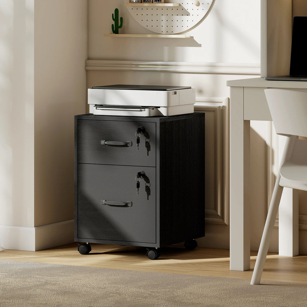 HOMCOM Rolling File Cabinet with Drawer, Hanging File Folder