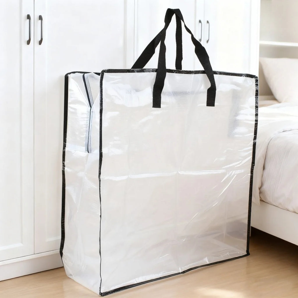 Waterproof Heavy Duty Storage Bags Large Size Clear Zipper Laundry Bags for Home Organization Travel Clothes Storage Reusable