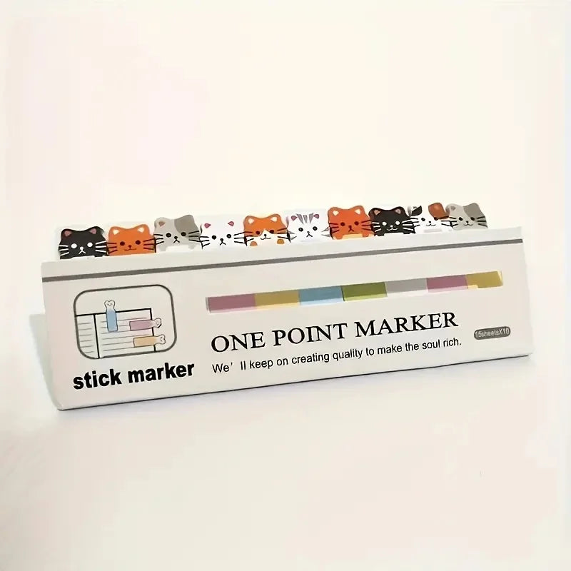 150 Sheets/Pack, Cartoon Cat Theme Sticky Notes Set - Perfect for Bookmarks and Memo Pads, Essential for Office Use