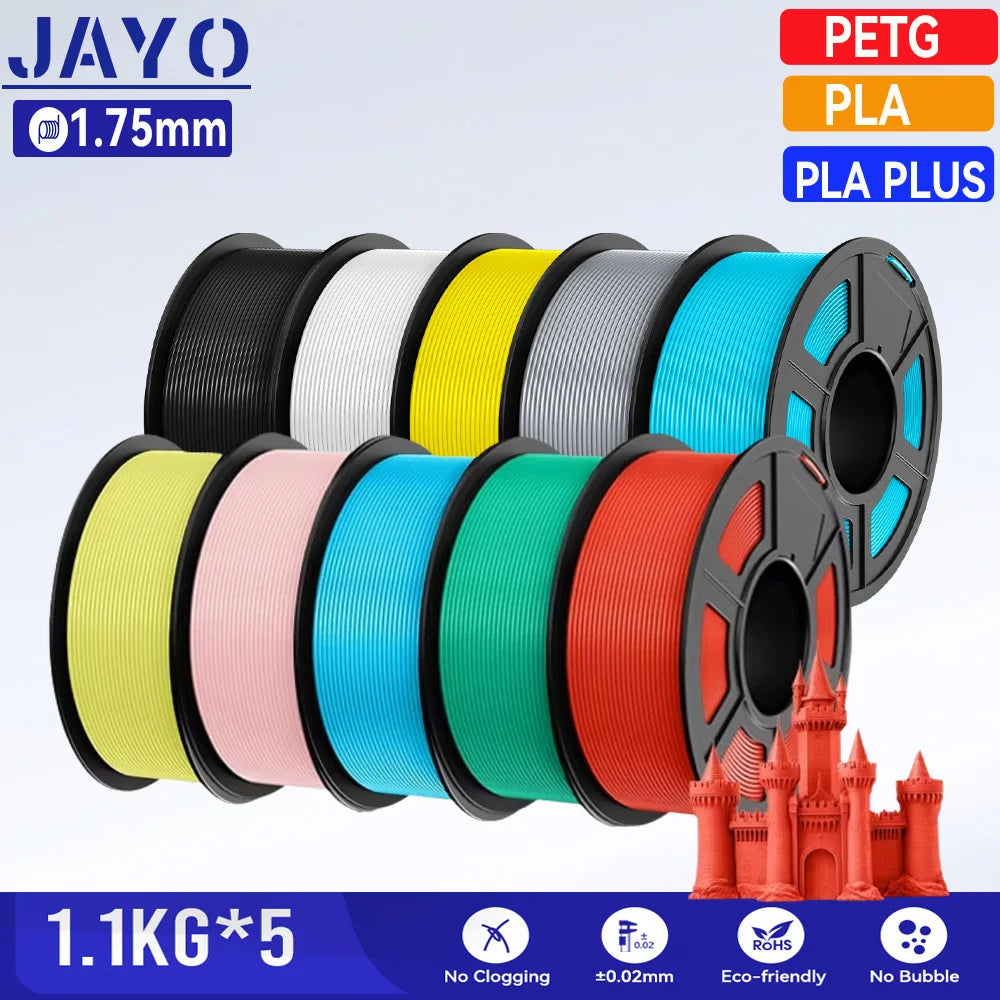 JAYO 5,5KG 3D PLA/PETG/PLA PLUS Printer Filament 1.75mm 100% No Bubble non-toxic PLA 3D Printing Material for 3D Printer&3D Pen