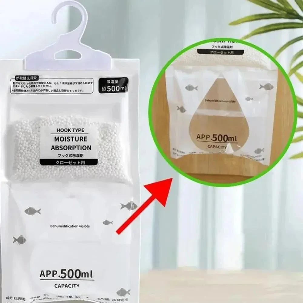 Hanging Wardrobe Moisture Absorber Bags, Disposable Dehumidifier Bags for Closet Wardrobe Drawer Damp Mildew Odor Removal