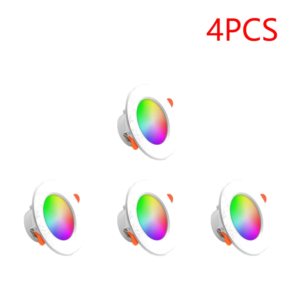 1-16PCS 10W Smart LED Downlight Bluetooth Ceiling Lamp RGB CCT Lamp APP Remote Control Color Changing light for Google Alexa Hom