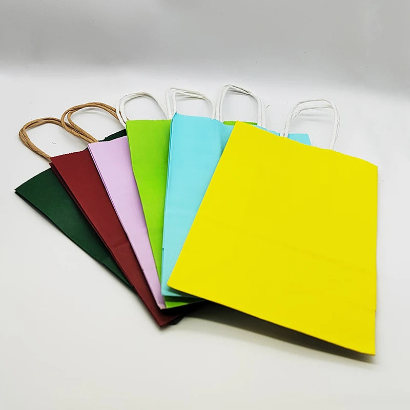 10/30/50pcs Paper Gift Bags 15x21cm Holiday Party Gift Bag with Handles Jewelry Shopping Favor Bags, Kraft Bags, Candy Handbag