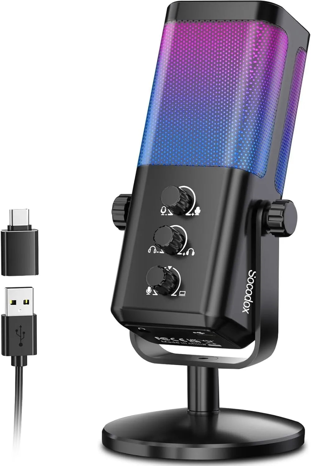 USB Gaming Microphone with Game Chat Balance,Noise Cancelling, 24bit/192kHz Computer Cardioid Condenser Mic for Streaming/Podcast/Recording with RGB,Quick Mute,Gain Knob,Monitoring-for PC/PS4/PS5/Mac