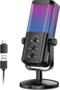 USB Gaming Microphone with Game Chat Balance,Noise Cancelling, 24bit/192kHz Computer Cardioid Condenser Mic for Streaming/Podcast/Recording with RGB,Quick Mute,Gain Knob,Monitoring-for PC/PS4/PS5/Mac