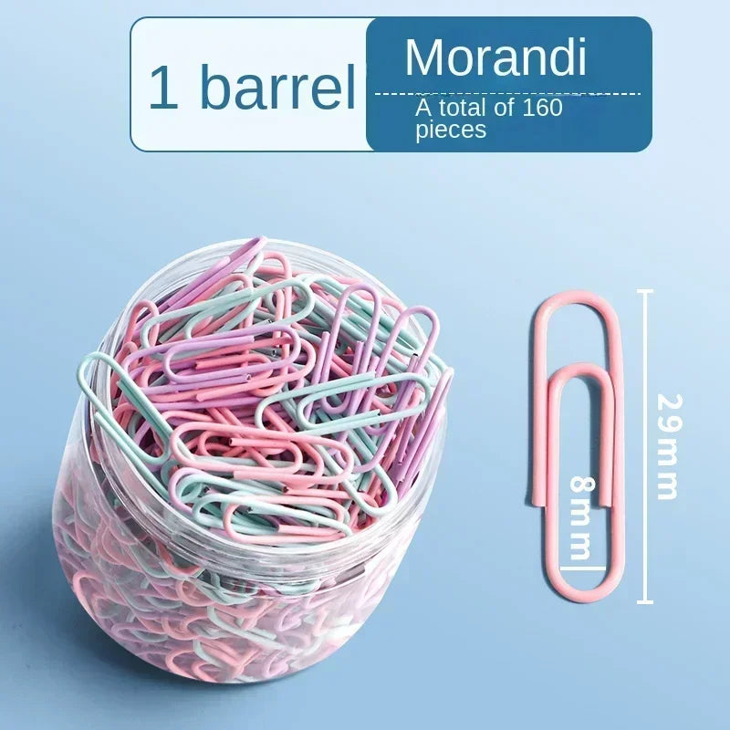 160Pcs Pins Paper Clip Holder Dispenser Bulticolor Pinch Clips Fine Office Binding Supplies Storage Box Stationery Stainless