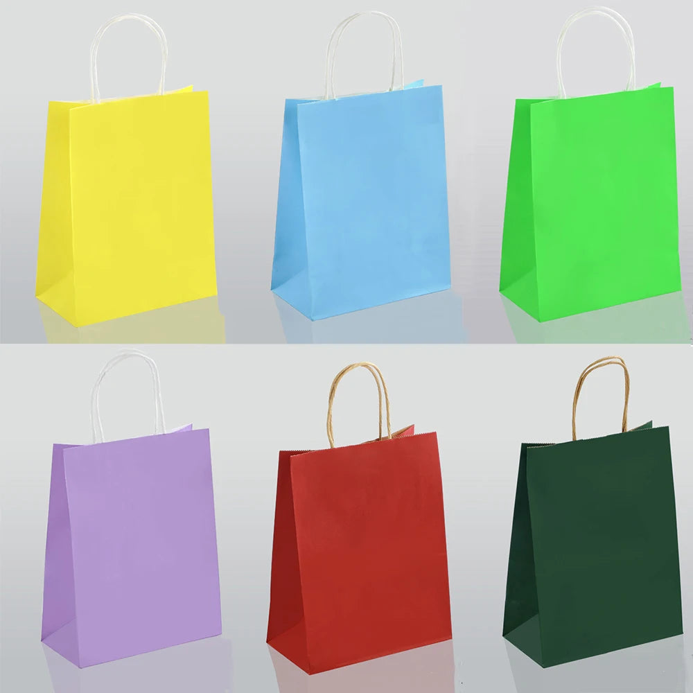 10/30/50pcs Paper Gift Bags 15x21cm Holiday Party Gift Bag with Handles Jewelry Shopping Favor Bags, Kraft Bags, Candy Handbag