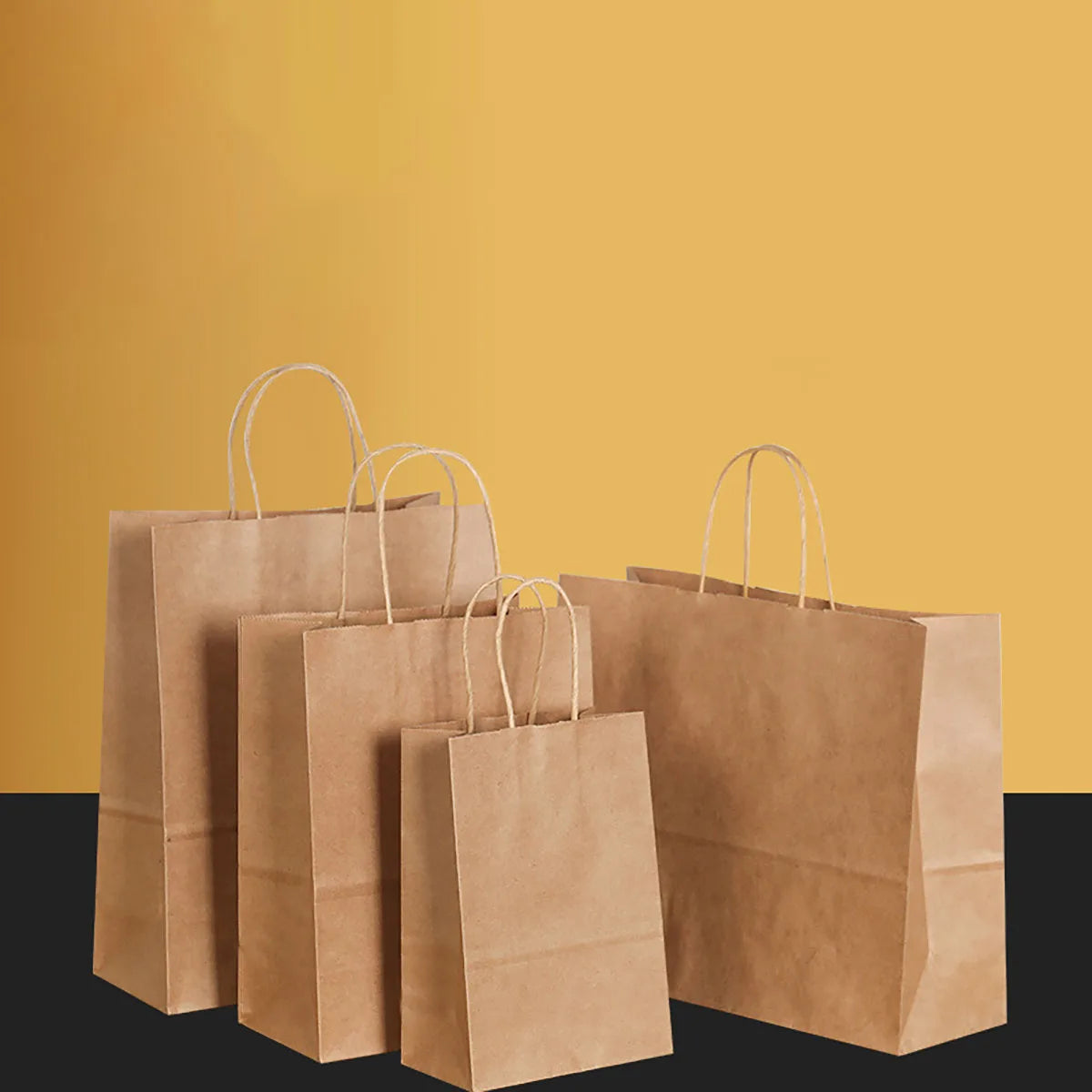 10pcs/lot Kraft Paper Bag with Handles Gift Packing Bags for Store Clothes Wedding Christmas Supplies Handbags Kit