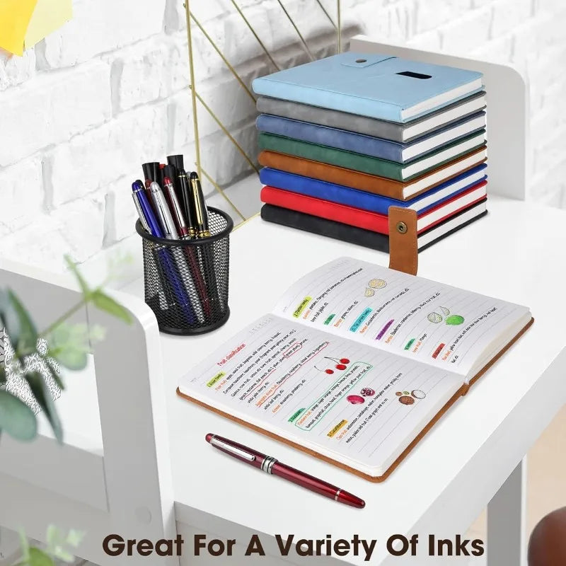 A5 Hardcover Leather Sketchbook with 200 Pages Thick Blank Paper for Writing Journal Unlined Plain Notebook Gift Men Women