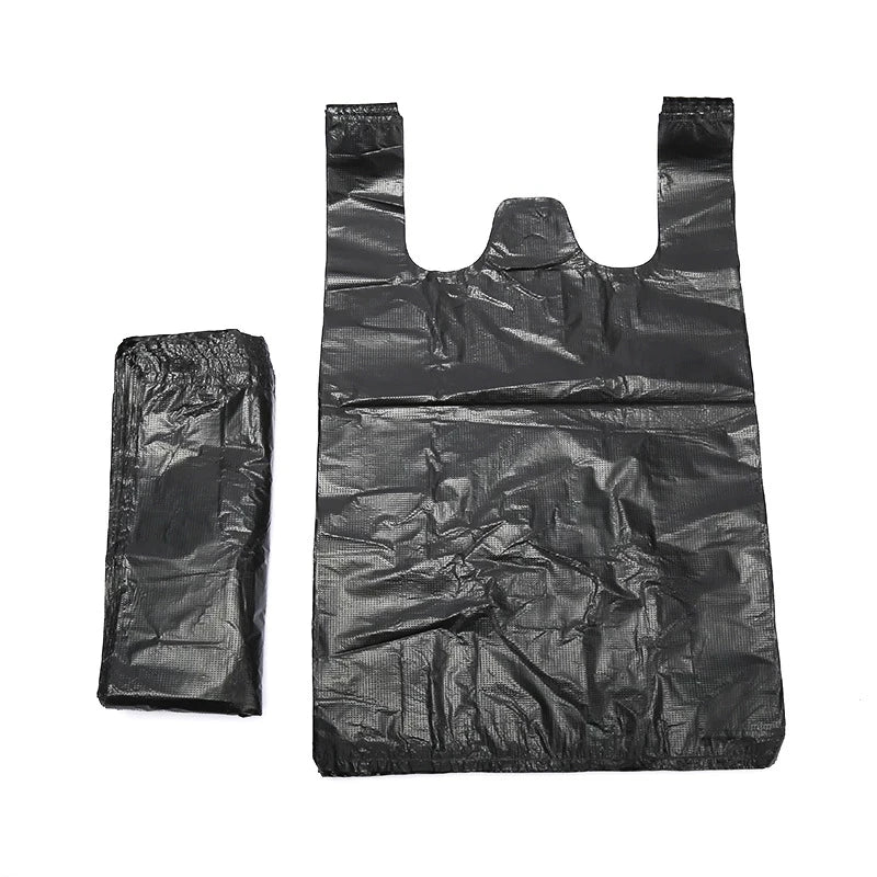 100PCS Black Thickened Plastic Vest Bags - Supermarket Shopping Bags for Takeaway Kitchen Garbage Storage Packing Storage Bag