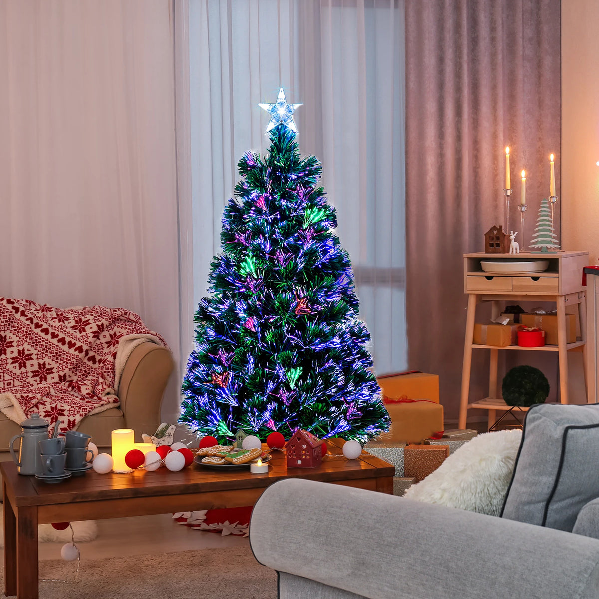 A 3-Foot Christmas Tree with 85 Branches, PVC, Star Shaped Top Cover, Plastic Base, 90cm, Suitable for Home, Office, Party, Holiday Decoration - Durable, Easy to Assemble, White