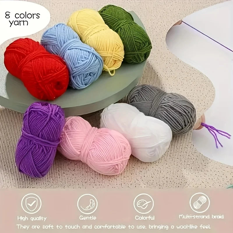 103pcs DIY Crochet Kit - Includes Yarn, Hooks, Knitting Needles, Stitch Markers And Accessories, Beginner's Starter Kit, Multi-Purpose Home Crafting Tools with Portable Storage Bag
