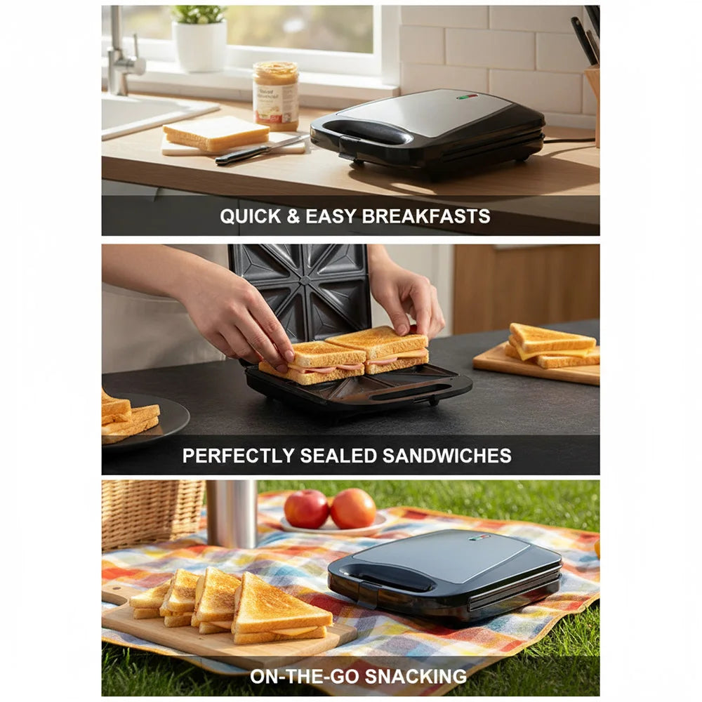 Multifunctional Home-use Sandwich Breakfast Machine with Double-sided Heating Stainless Steel Non-stick Baking Plate Easy Clean Portable Bread Maker for Home Kitchen Clearance Sale UK Stock