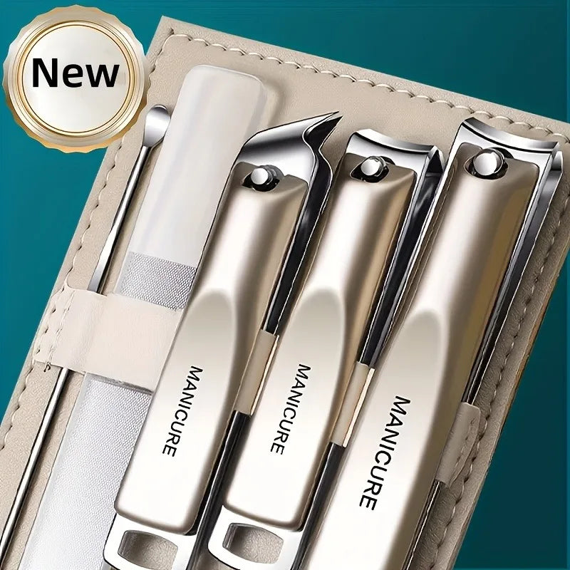 5-Piece Professional Manicure Pedicure Set with Portable Storage Box Complete Nail Clipper Manicure Tools for Home and Travel