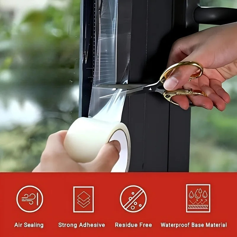 10m Window Sealing Tape Transparent Self Adhesive Draft Stopper for Doors Windows Glass Gaps Windproof Waterproof Soundproof