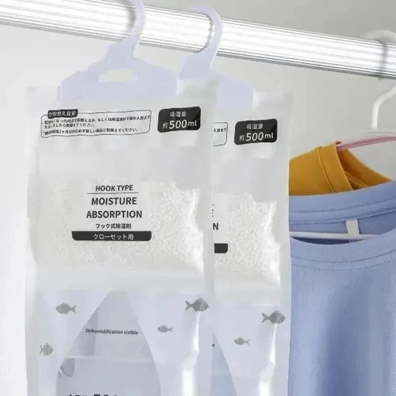 Hanging Wardrobe Moisture Absorber Bags, Disposable Dehumidifier Bags for Closet Wardrobe Drawer Damp Mildew Odor Removal