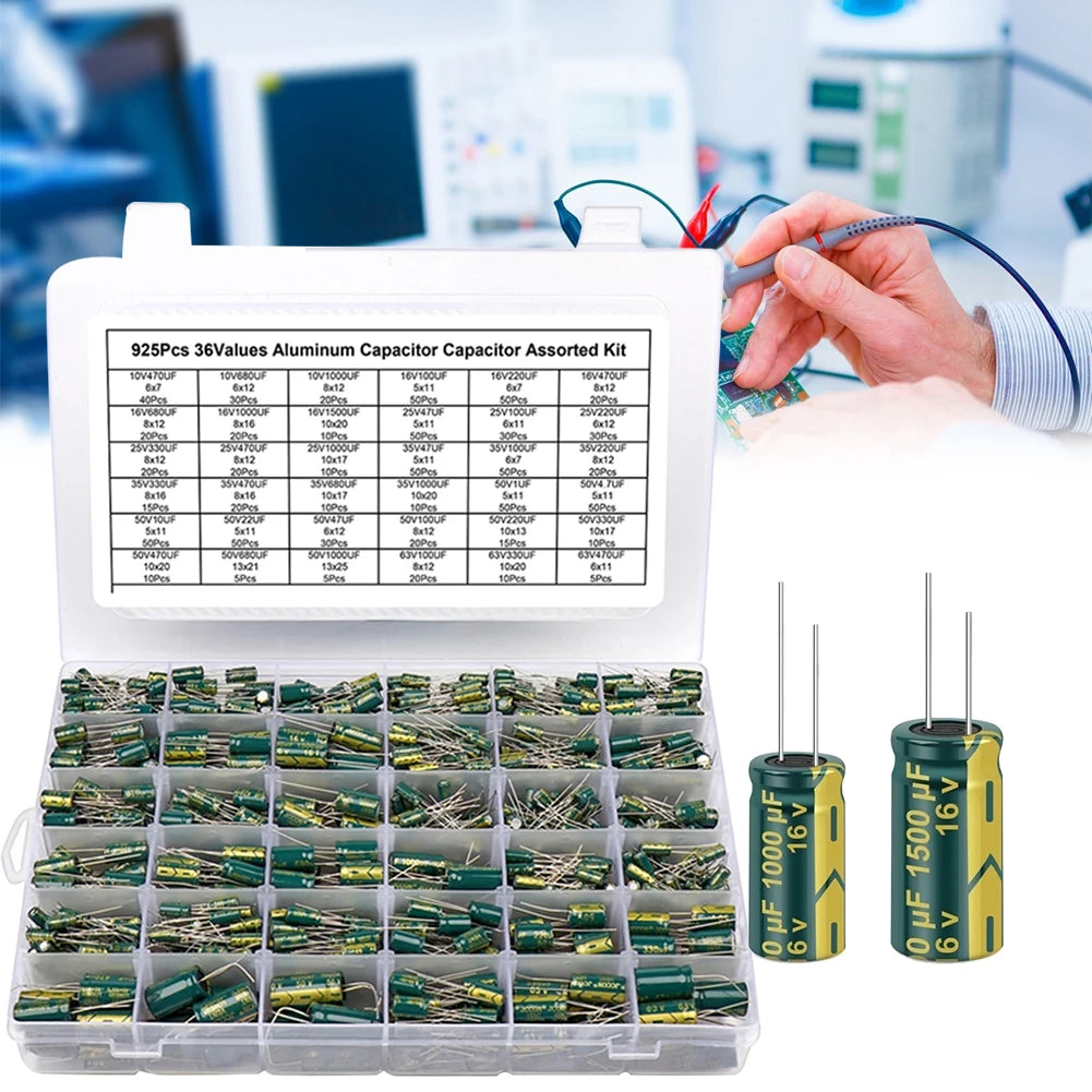 15/24/36 Values 225/460/925Pcs Aluminum Electrolytic Capacitors Aluminum Electrolytic Capacitors Assortment Kit for DIY Projects