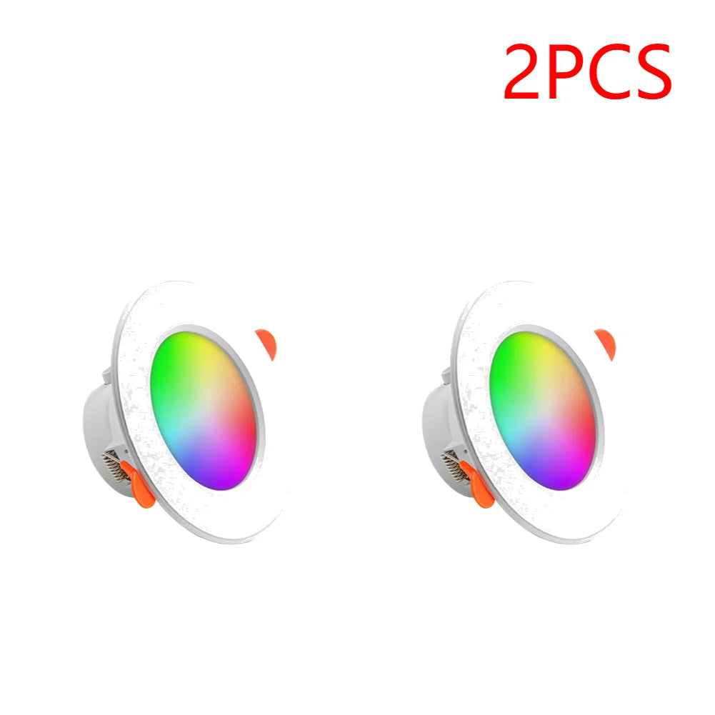 1-16PCS 10W Smart LED Downlight Bluetooth Ceiling Lamp RGB CCT Lamp APP Remote Control Color Changing light for Google Alexa Hom