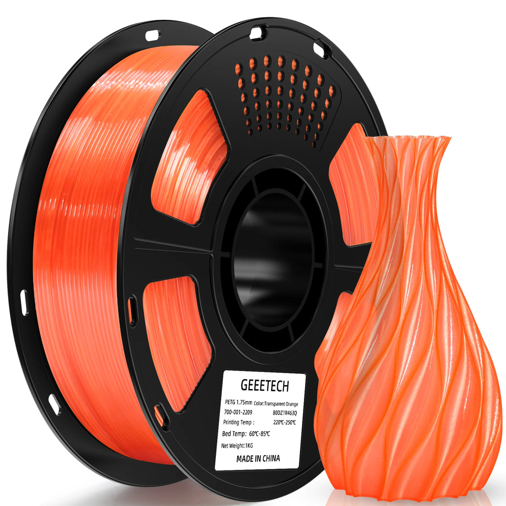 GEEETECH PETG Filament Transparent 1.75mm 1kg Multi-Color Strong Tough Light Transmitting Low Warp Clog-Free Vacuum Sealed for F