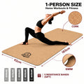HAPBEAR Cork TPE Yoga Mat, 6mm Thick 183×92CM Non-Slip Sweat-Absorbing Exercise Mat, Home Fitness Pilates Gymnastics Mat with Carry Bag & Free 5Pcs Resistance Bands