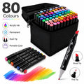 80 Colours Acrylic Marker Set Permanent Dual‑Tip Paint Markers DIY Graffiti Sketching Art Craft Supplies