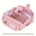 Large Capacity Pencil Case Organizer - Multi-Compartment Desktop Storage for School & Office Supplies ( Pink/Purple/Black)