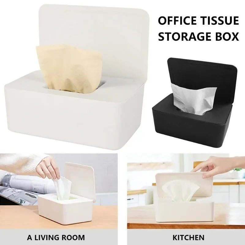 Dustproof Wet Tissue Box with Lid Baby Nappy Wet Tissue Storage Holder Dispenser for Home Car Office Paper Tissue Organizer