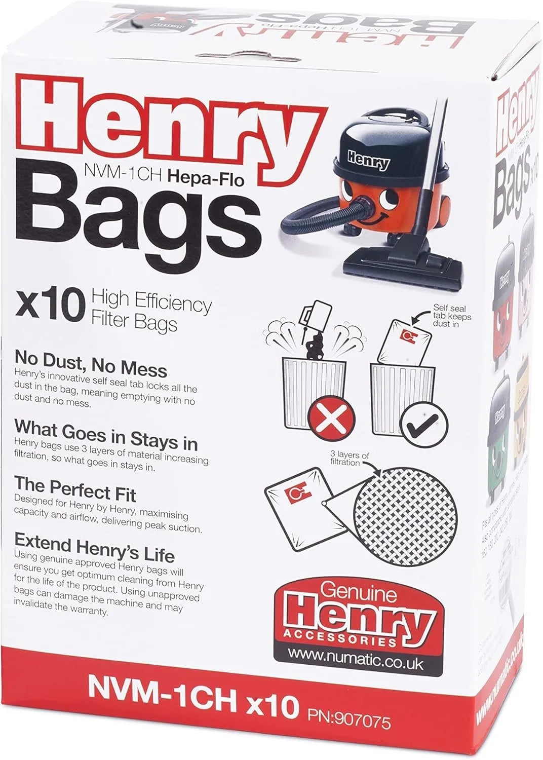 Avern Genuine Numatic Hepa-Flo Hoover Bags Henry Hetty NRV Vacuum Cleaner Dust B