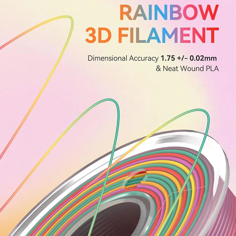 JAYO PLA Rainbow Filament 1.75mm 11OOG PLA Transparent/ Silk PLA Rainbow 3D Filament For FDM Neatly Wound 3D Printing Material